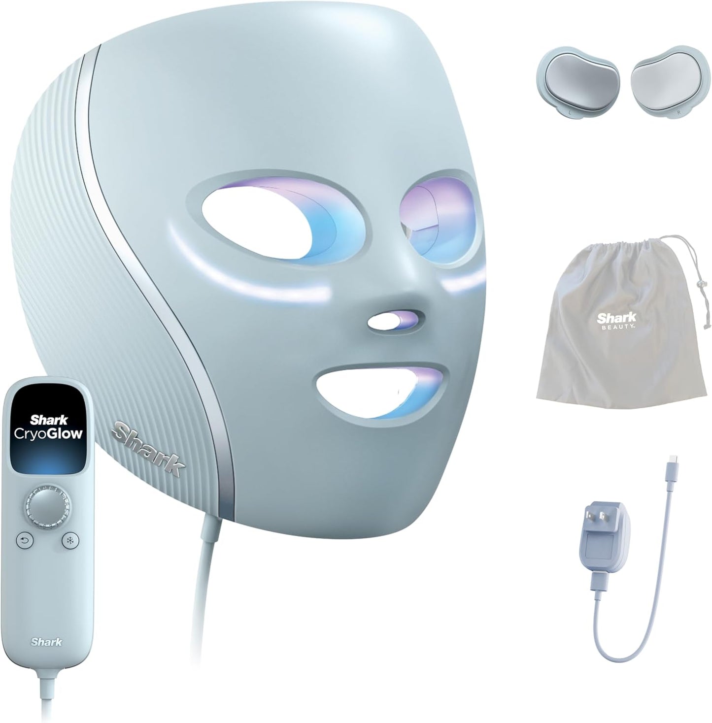 Shark CryoGlow LED Face Mask with Under-Eye Cooling, Anti-Ageing & Blemish Repair, Red & Blue LED, Infrared Light Therapy, USB-C, Remote Control, Storage Bag, Lilac Chill, FW312PL SCENTAURA&CO